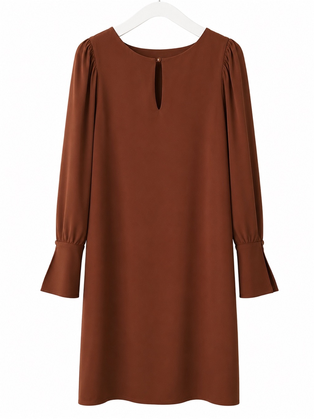 Luisa Cerano Chocolate Brown Long Sleeve Shift Dress – Size 8